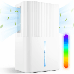 2700ML Entfeuchter Elektrisch, luftentfeuchter elektrisch, tragbarer Luftentfeuchter, extrem leise, 7 Farblichter, automatische Abschaltung, Ideal für Kleine Räume wie Bad/Küche/Büro/RV Ds02-weiß2