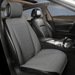 Black Panther Sitzauflage Auto, PU-Leder Autositzbezüge Vordersitze, mit Kopfstützenabdeckung, Fit 95% Autos, Limousine, SUV, Pickup, Van-Keine Heizung (1 Stück -Grau) 1 Stück - Grau