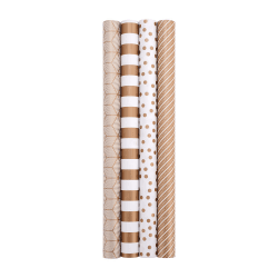 HBell Wrapping Paper Rolls,4 Rolls 44cm x 3M Gift Wrapping Paper,Birthday Wrapping Paper Roll,Striped Dot Gold Wrapping Paper for Birthday,Party, Wedding,Baby Shower,Festive Decorations (Gold)