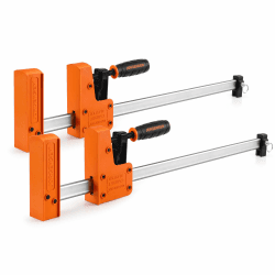 JORGENSEN Profi Schraubzwingen Set 2-tlg. Spannkraft 680kg, Spannweite 600mm, Maultiefe 100mm, 2-in-1 Heavy Duty Klemme/Spreizer aus hochwertigem Stahl für stables Fixieren