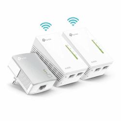 TP-Link WLAN Powerline Adapter Triple Set TL-WPA4220T KIT(600Mbit/s, WLAN 300Mbit/s, Wi-Fi Clone, Fast-Ethernet-LAN, Plug&Play, Kompatibel mit allen HomePlug AV/AV2 Powerline Adaptern)