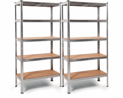 Ondis24 2er Set Metallregal Thomas, Lagerregal 90x40x180 (H) cm, Kellerregal bis 875kg belastbar, Silber, mit 5 Fachböden, je 175 kg belastbar, höhenverstellbar, Schwerlastregal - Doppelpack!