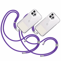 TBOC 2X Band Handykette Schlüsselband Kette Handyschnur [Violett] Zum Aufhängen Nacken Umhängen Universal für Handy mit [Weiß Ice] Pad Handy band Patch Karabiner Handy Lanyard Schlüsselbänder
