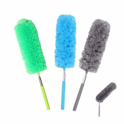 byou Staubwedel,Staubwischer von Mikrofaser mit Teleskopstange Waschbar Biegbar Statischer Staubtuch Zuhause für Auto Büro 3packs Grün + Blau + Grau