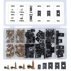 Piuluvor® 170 Stück Blechmuttern Sortiment Set, 85 U-Type Gewinde Clip Mutter und 85 Karosserieschrauben, Auto Schraube Auto Befestigung Clip Kit für Kfz-Bereich