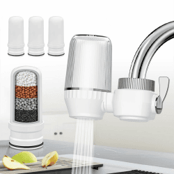 AlisaSun Wasserhahn-Wasserreiniger, Filter, fortschrittliche Mikrofiltration, Wasserreiniger für den Küchenhahn（2 Filter enthalten）