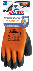 Spontex Winter Worker Waterproof Handschuhe, Wasserfeste Arbeitshandschuhe mit zweilagigem Innenfutter, hoher Kälteschutz, Latexbeschichtung, Größe XL, 1 Paar, 12322089, Orange/Schwarz, XL (1 Paar)