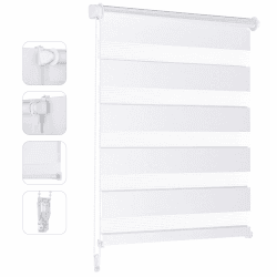 Sekey Doppelrollo Klemmfix ohne Bohren für Fenster, Doppelrollo 85 cm breit, Duo Rollo Jalousie Sonnenschutz, 85x130cm, Weiß Weiß B85 x H130 cm