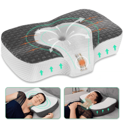 Elviros Orthopädisches Kissen aus Memory Foam, Kopfkissen Nackenschmerzen, Schlafkissen, Ergonomisches Nackenhörnchen, Nackenstützkissen für Schulterschmerzen, Antischnarchkissen für Seitenschläfer Dunkelgrau 60 x 38.6 x 9.9/13.5 cm