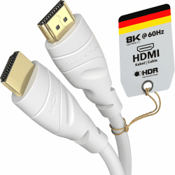 KabelDirekt – 4K & 8K HDMI-Kabel – 3 m – Erhältlich in 0,15-22,5 m – Für jeden HDMI-Anschluss (4K@120Hz & 8K@60Hz, HDMI 2.0, High Speed mit Ethernet, Blu-ray, PS5, Xbox Series, Switch – weiß) 3m Weiß