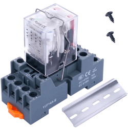 Taiss/Relais DC 24V 14 Pins 5A LED Spule Leistungsrelais mit hochwertiger Basis DPDT 4NO 4NC mit DIN Schiene YJ4N-GS DC 24V