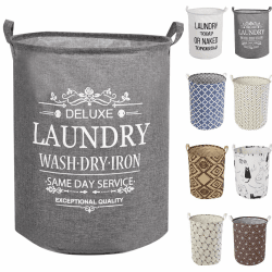LessMo 19.7" Wäschekorb Lagerung Sorter, Pop-Up Wäschekorb Faltbar, wasserdichte Runde Baumwolle Leinen für Schlafzimmer Lagerung Baby Kleidung Spielzeug Deluxe Verdickte 19.7" / groß