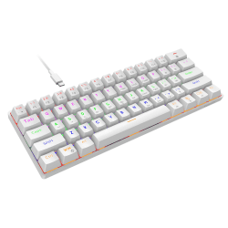 Snpurdiri 60% kabelgebundene Mechanische Gaming Tastatur, Anti-Ghosting 61 Tasten, RGB-Hintergrundbeleuchtung, Ultrakompakter Blauer Schalter, Doppelfuß, Weiß Blauer Schalter/Weiß