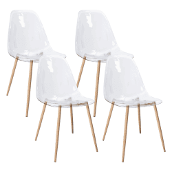 CangLong Satz von 4 Home Chair Modern Transparent Polycarbonat Robuste Esszimmerstühle mit Metallbeinen für Küche Esszimmer & Gardon