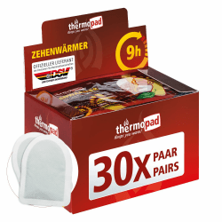 THERMOPAD Zehenwärmer - DAS ORIGINAL: 30 Paar Wärmepads für 8 Stunden Wärme | Sofort einsatzbereiter Fußwärmer | Extra warmer Fußwärmer - Ideal für Outdoor Aktivitäten & Skischuhe | Fußwärmkissen Single