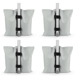 RIOGOO 4er-Pack Pavillon Sandsäcke Industriequalität Hochleistungs-Doppelgenähte Sand Tasche, Beingewichte für Pop-Up-Baldachin-Zelt Gewichtete Füße Tasche Velcro grey