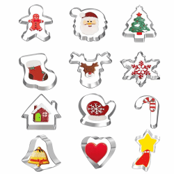 ZHOUHON PläTzchen Ausstecher Weihnachten Fondant Set,12 Stücke Ausstechformen Weihnachten, Keksausstecher Weihnachten,Set für DIY Keks Fondant Backen Werkzeuge