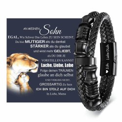 Armband Herren Lederarmband Sohn Geschenk von Mama - Armband für Meinen Sohn Geburtstagsgeschenk Geschenke für Teenager 18. Geburtstag Junge Azubi Geschenk Mutmacher Geschenk Schwarz 21.0 Zentimeter