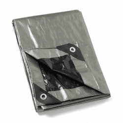 GUARD SHIELD Abdeckplane mit Ösen Wasserdicht 3m x 5m Grau Silberfarben/Schwarz Multifunktionale Polyester-Plane 120g/㎡ Gewebeplane Schutzplane Allzweckplane, Reißfest, UV-stabilisiert Grau/Schwarz 3x5 m
