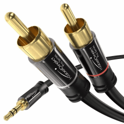 KabelDirekt – Cinch auf Klinke 3,5-Adapterkabel – 1,5 m – vielseitiges Plug-and-Play Audiokabel (Aux/3,5 mm auf 2x Cinch/RCA zum Anschluss an Smartphone, Tablet, Heimkino, Soundbar, TV, Notebook, MP3) 1,5m Single