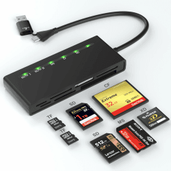 7 in 2 USB Kartenleser Adapter SD/TF/MS/CF/XD Kartenlesegerät - USB C USB3.0 Speicherkartenleser für Windows/Kamera, Card Reader Compact Flash für SDXC/SDHC/Memory Stick/Micro SD/XD Picture/SD Karten