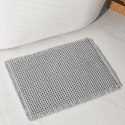 Waffel Badematte rutschfest,Badezimmerteppich Weich Badteppich Saugfähige Badvorleger Duschvorleger Fussmatte für Badezimmer Grau 43x61cm 43 x 61cm Grau