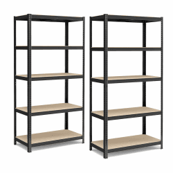 SONGMICS Schwerlastregal, 2er Set, Kellerregal, Lagerregal, 50 x 100 x 200 cm, Regal mit Stahlgestell, jeweils bis 600 kg belastbar, 5 verstellbare Ablagen, schwarz GLR050B02 50 x 100 x 200 cm Schwarz