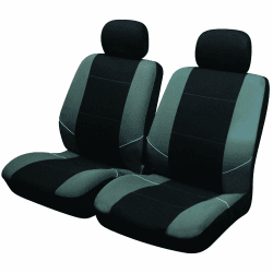 Sakura Merton SS3633 Autschonbezüge, schwarz-grau, Vordersitze und Kopfstützenbezügen - vollständiges Set, universelle Passform, elastische Säume, Seiten-Airbag-kompatibel, maschinenwaschbar Vordersitzbezüge