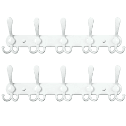 Encozy Wandgarderobe Schwarz, Garderobenleiste, Kleiderhaken wand, Gaderobenhakenleiste Edelstahl mit 15 Haken, Garderobe, Hakenleiste Garderobe(Weiß, 2 Stück)