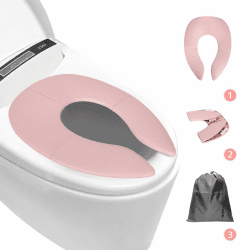 Faltbarer Toilettentrainer Kinder, Toilettensitzbezug Reise, Toilettensitz kinder WC Sitz Toilette mit Rutschfesten Silikonkissen, Toilettensitz für unterwegs, reise töpfchensitz, Rosa