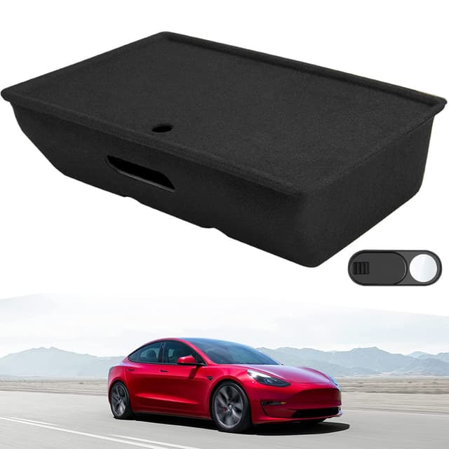 FanpBow Tesla Model Y Sitz-Organizer Box Aufbewahrungsbox unter dem Sitz Organizer unter den vorderen Sitzen verstecktes, Under Seat Organizer für Tesla Model Y Zubehör 2024 2023 2022 2021 (1 Stück)