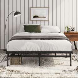 Zinus Justin Bett 140x200 cm - Höhe 36 cm mit Stauraum unter dem Bett - Metall Plattform Bettgestell - Schwarz 140 x 200 cm