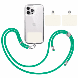 TBOC Band Handykette Schlüsselband Kette Handyschnur [Grün] + 2 [Weiß Ice] Zusätzliche Befestigungspatches Aufhängen Nacken Universal Handy - Pad Handyband Patch Karabiner Hülle Lanyard