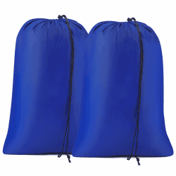 2 Stück Wäschesack Reise, 60 x 80 cm Wäschebeutel Reise mit Kordelzug Faltbarer Schmutzwäsche Wäschesammler Wäschesack Groß Laundry Bag für Wäscheraum Stoff Reisen Camping (Blau)