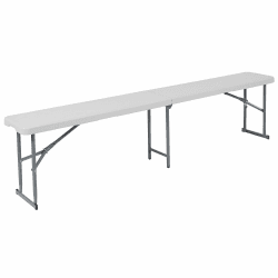 Flash Furniture Talbott Bank aus Kunststoff mit Tragegriff, 26 x 180 cm, Granitweiß