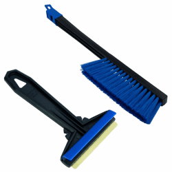 Set - Murska Eiskratzer Messing Scheibenkratzer Auto + Schneebesen Auto Besen Winter Schneefeger Auto Schneebürste Besen Auto Schnee Bürste Feger Auto Finnland (Set L&P A054 + A059 Schwarz Blau) Set in Schwarz-Blau