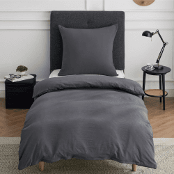 BEDSURE Bettwäsche 135x200 2teilig Anthrazit, Weiche Vorgewaschene Baumwollähnlich ÖKO-TEX Bettwäsche-Set Grau, 1 Bettbezug 135x200 cm mit Reißverschluss und 1 Kissenbezug 80x80 cm 135 x 200 cm Anthrazit