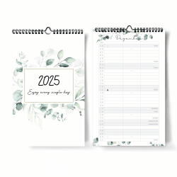 Familienkalender I ODER Kalender für Zwei 2025 I 3 Spalten I 20 x 32 cm I Eukalyptus, Blumen I Partnerkalender 2024 als Monatskalender I Familienplaner I Paarplaner zum Aufhängen