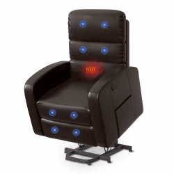 FLEXISPOT Elektrischer Relaxsessel, Massagesessel, Aufstehsessel, Schlafsessel, Fernsehsesssel, Liegesessel mit Aufstehhilfe, Heizfunktion (Braun) Braun S