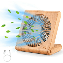 GeeRic USB Ventilator 3 Geschwindigkeit Wiederaufladbar Tischventilator Fan Lüfter den Schreibtisch Ventilator für das Büro,ideal für Büro Schreibtisch und Kinderzimmer-Brown