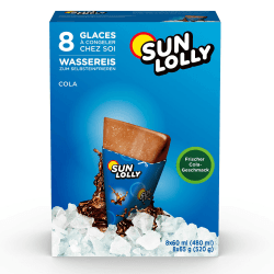 Sun Lolly Wassereis Cola 8 Stk | Mit Fruchtsaft | Zum Selbsteinfrieren | Ohne künstliche Aromen | Frei von Süßungsmittel | Laktosefrei | Glutenfrei | 8 x 60ml 480ml