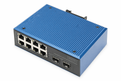 DIGITUS Netzwerk-Switch - 10-Port Fast Ethernet - 8X RJ45 + 2X Gigabit SFP-Uplink - IP40 - Hutschienenmontage - 10/100 Mbit/s - Industrial Serie 8-Port + 2x Uplink SFP Fast Ethernet Switch Unmanaged