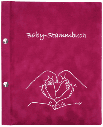 Baby-Stammbuch Paula - Mehr als eine Aufbewahrungsmappe - Mutterpasshülle U-Heft Impfausweis Impfpass Spezialhüllen/aus hochwertigem Velours in Pink