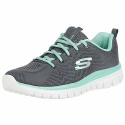 Skechers Damen Graceful Get Connected Sneakers 41 EU Charcoal Mesh Green Trim