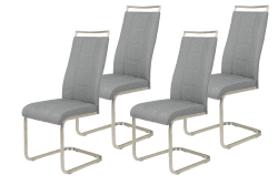 Apollo 4er Set Schwingstuhl Amber6, Bezug Webstoff grau, mit Armlehne, Metallgestell edelstahlfarben, 102x43x56 cm