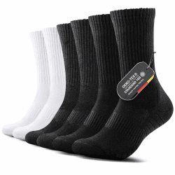 FALARY Sportsocken Wandersocken Herren Damen Tennissocken Socken Thermo Wintersocken Herrensocken Laufsocken 43-46 39-42 Trekkingsocken Gepolstert Atmungsaktiv Baumwolle 6 Paar 47-50 2x Schwarz + 2x Weiß + 2x Grau