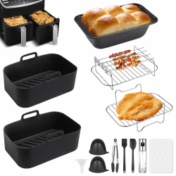 Hejo 12 Teiliges Heißluftfritteusen Zubehör für Ninja Foodi AF300EU 7,6 L AF400EU 9,5 L, Airfryer Zubehör, Air Fryer Accessories 12 Stück