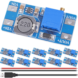 DAOKAI 2A Step Up Boost Converter Einstellbar Boosterboard 2V-24V bis 5 V-28 V Einstellbare Spannungsreglerplatine Booster Power Modul mit 18650-Batteriefach,für Arduino(10 STÜCKE)