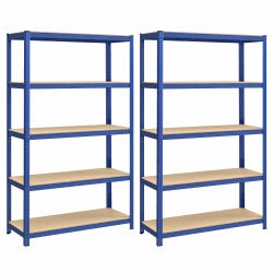 SONGMICS Schwerlastregal, 2er Set, Kellerregal, Lagerregal, Regal, 60 x 120 x 200 cm, Regal mit Stahlgestell, jeweils bis 750 kg belastbar, 5 verstellbare Ablagen, blau GLR060Q02 60 x 120 x 200 cm Blau
