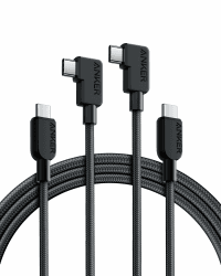 Anker USB C Kabel mit Winkelstecker, 180cm*2, USB C auf 90 Grad USB C robustes geflochtenes Kabel, Rechter Winkel, Kompatibel mit iPhone 16/15 Serie, MacBook Pro/Air, iPad Pro/Air und mehr (USB 2.0) 1,8m+1,8m USB C auf USB C